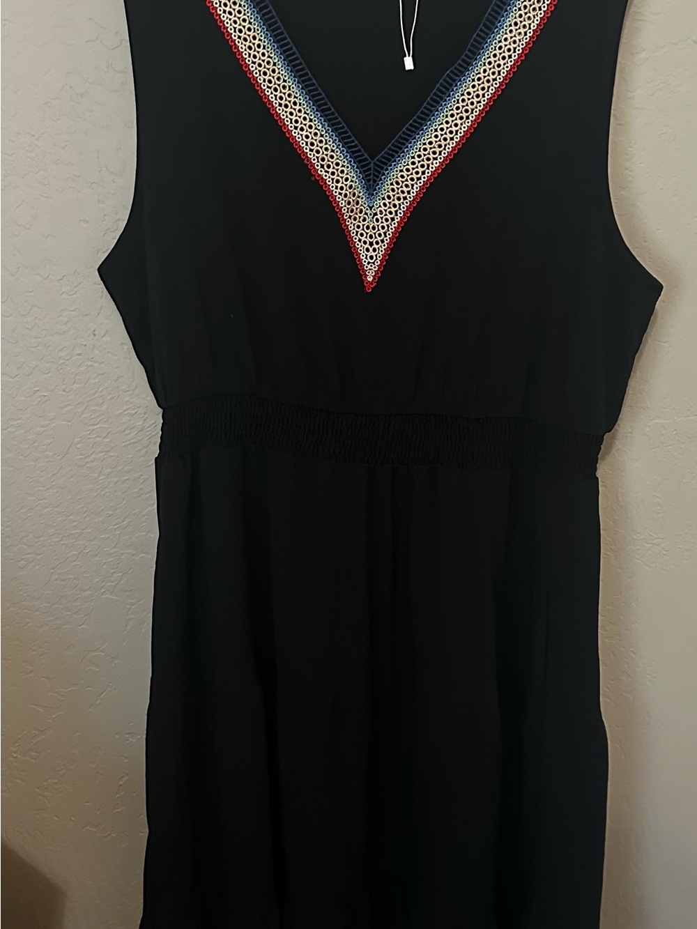 BloomChic Black Midi Dress with Red, Blue & White Trim